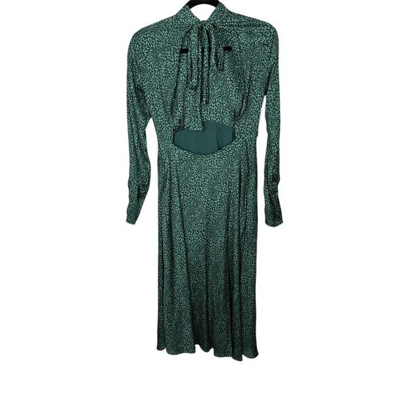 Free People Loveless Printed Green Satin Backless A Line Midi Dress Size 2 - Picture 5 of 14